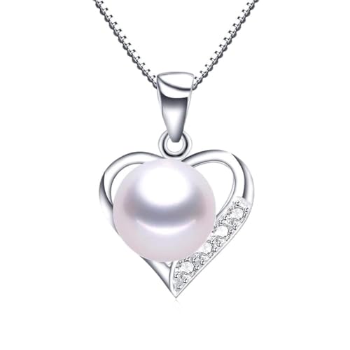 HXFFXHF Kronleuchter Kristall natürlicher Süßwasserperle Anhänger für Frauen lieben Halskette Brautschmuck mit Schachtel Geschenkleuchte von HXFFXHF