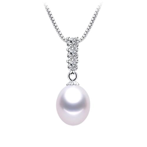 HXFFXHF Kronleuchter Zirkon natürlicher Süßwasserperlenanhänger für Frauen 925 Halskette feines Schmucklicht von HXFFXHF