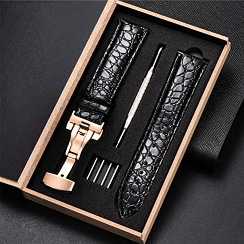 HXFFXHF Leder Uhrenband 18mm 19mm 20mm 21 mm 22 mm 24 mm Frauen Männer Leder -Flugband -Accessoires Armband (D, 22mm) von HXFFXHF