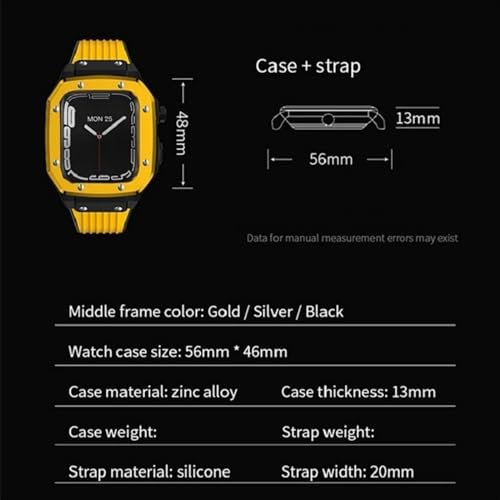HXFFXHF Legierung Watch Hülle für Serie 7 6 5 4 SE 45 mm 42 mm 44 mm Luxus Metallgummi Edelstahl Uhr Watch Modification Mod Kit Uhrengurt von HXFFXHF