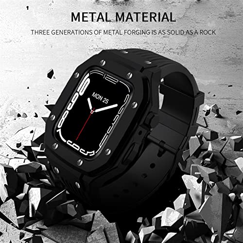 HXFFXHF Legierung Watch Hülle für Serie 7 6 5 4 SE 45 mm 42 mm 44 mm Luxus Metallgummi Edelstahl Uhr Watch Modification Mod Kit Uhrengurt von HXFFXHF