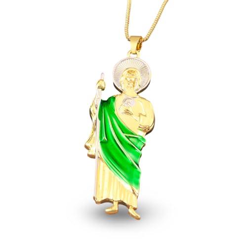 HXFFXHF Mädchen Accessoires Frauen Saint Jude Thaddaeus Anhänger Halskette, Gold Farbe Kupfer Religiöse Figur Halskette HXFFXHF Mädchen Accessoires Frauen Saint Jude Thaddaeus Anhänger Halskette, Gold Farbe Kupfer Religiöse Figur Halskette von HXFFXHF