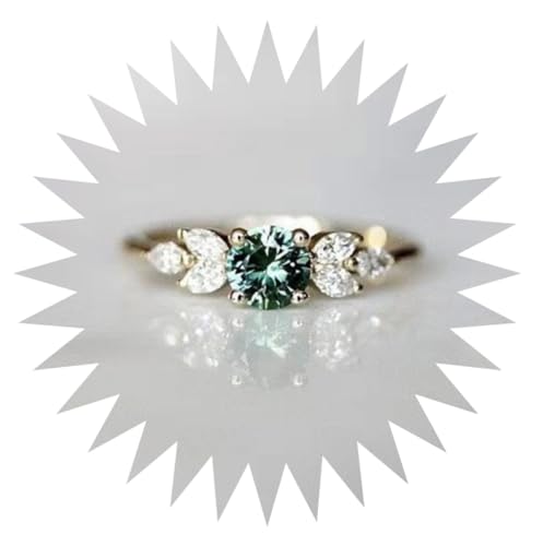HXFFXHF Mädchen Produkte Ringe Ring Schmuck Frauen Männer versprechen Hochzeit Großmutter Grüne Diamantring Mode Ehering Geschenke von HXFFXHF