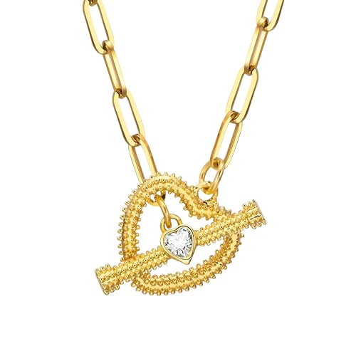 HXFFXHF Mädchen Schmuckzubehör Blume Kippkette für Frauen, Charms Blume Toggle Clasp Halshuhnschale Inlay Toggle Paperclip -Kette - Kreis, Herzanhänger Halskette Halskette HXFFXHF Mädchen Schmuckzubehör Blume Kippkette für Frauen, Charms Blume Toggle Clasp Halshuhnschale Inlay Toggle Paperclip -Kette - Kreis, Herzanhänger Halskette Halskette von HXFFXHF