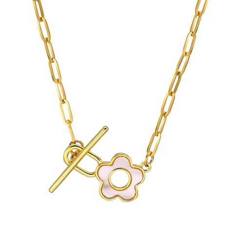 HXFFXHF Mädchen Schmuckzubehör Blume Kippkette für Frauen, Charms Blume Toggle Clasp Halshuhnschale Inlay Toggle Paperclip -Kette - Kreis, Herzanhänger Halskette Halskette HXFFXHF Mädchen Schmuckzubehör Blume Kippkette für Frauen, Charms Blume Toggle Clasp Halshuhnschale Inlay Toggle Paperclip -Kette - Kreis, Herzanhänger Halskette Halskette von HXFFXHF