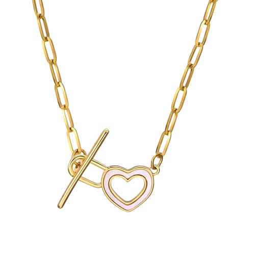 HXFFXHF Mädchen Schmuckzubehör Blume Kippkette für Frauen, Charms Blume Toggle Clasp Halshuhnschale Inlay Toggle Paperclip -Kette - Kreis, Herzanhänger Halskette Halskette HXFFXHF Mädchen Schmuckzubehör Blume Kippkette für Frauen, Charms Blume Toggle Clasp Halshuhnschale Inlay Toggle Paperclip -Kette - Kreis, Herzanhänger Halskette Halskette von HXFFXHF
