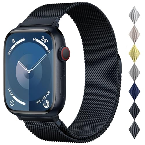 HXFFXHF Milanische Schleife aus rostfreiem Stahl für Band 42/44/45/49/38/40/41 mm Männer und Frauen, Mesh Loop Magnetic Clasp -Ersatz für IWatch -Bänder Ultra Series 9 8 7 Se 6 5 4 3 2 1 von HXFFXHF