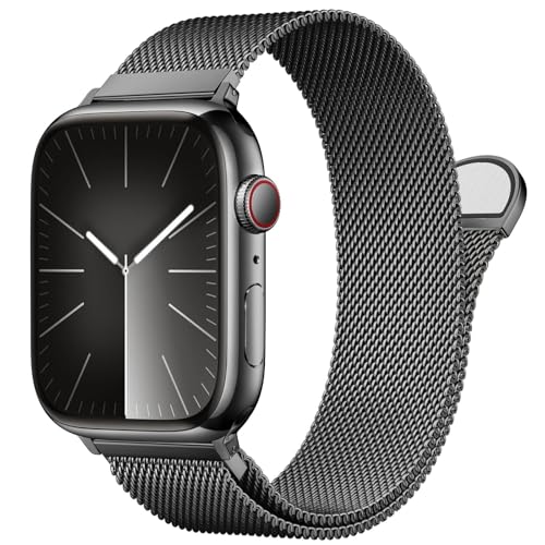 HXFFXHF Milanische Schleife aus rostfreiem Stahl für Band 42/44/45/49/38/40/41 mm Männer und Frauen, Mesh Loop Magnetic Clasp -Ersatz für IWatch -Bänder Ultra Series 9 8 7 Se 6 5 4 3 2 1 von HXFFXHF