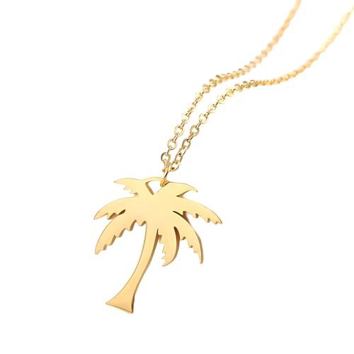 HXFFXHF Palmbaumkette für Frauen, 925 Sterlingsilber, tropische Palme, Kokosnussbaum -Strandkette, Palmenhänger, hawaiianische Strand Berufung, Palmenhalskette für Frauen, tropische Halskette von HXFFXHF