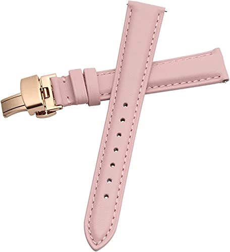 HXFFXHF Schauen Sie sich Band mit Edelstahl-Schnalle Leder-Austauschgurt rosa an ， grün pink-17mm von HXFFXHF