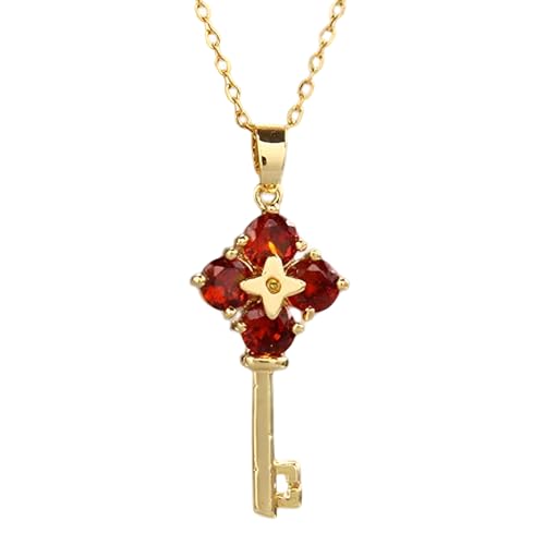 HXFFXHF Schlüsselkette für Frauen, Halskette für Herzschlüsse, Kubikzirkonia -Schlüsselkette, Schlüsselkette, Kettenkette von Key Lock, Skelettschlüsselkette, Herzschlüsselkette, goldene von HXFFXHF