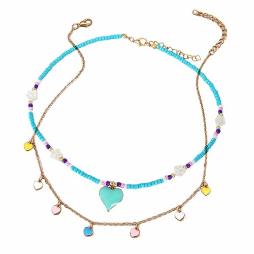 HXFFXHF Schmuck 2 PCs Herz CHOKER FORSCHE KANTEN ERHALTEN Freundschaft Y2K Beach Kostüm Schmuck Geschenke für Frauen Schmuck für Mädchen von HXFFXHF