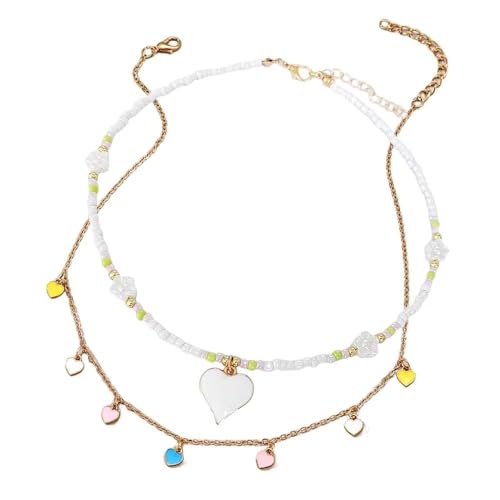 HXFFXHF Schmuck 2 PCs Herz CHOKER FORSCHE KANTEN ERHALTEN Freundschaft Y2K Beach Kostüm Schmuck Geschenke für Frauen Schmuck für Mädchen von HXFFXHF