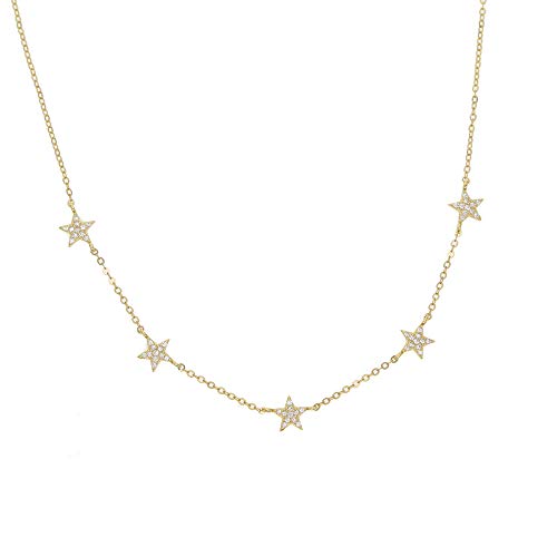 HXFFXHF Schmuck Sterling Eingelegtes Zirkon süßer Star Charme Halskette für Frauen Mode Schmuck Schmuck für Mädchen von HXFFXHF