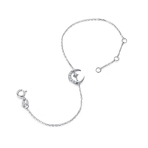 HXFFXHF Silber Halskette Frauen Japan und Südkorea Star Moon Zirkon Schlüsselbeinkette Einfaches Stil Armband von HXFFXHF