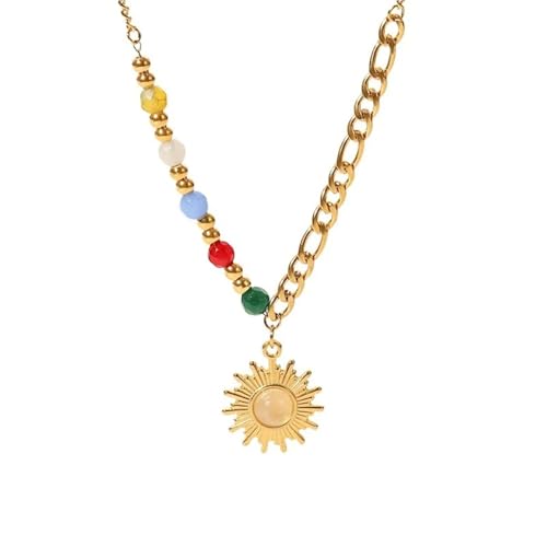 HXFFXHF Sonnenkette für Frauen, 925 Sterling Silber Sun Heart Anhänger Halskette Solar Totem Anhänger Blume Sonne, goldene Sonnenkette, Mond und Sonnenkette, Sunburst Halskette von HXFFXHF