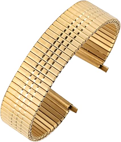 HXFFXHF Steel Watch Band Silber/Schwarz Edelstahl -Uhrenband Keine Schnalle Elastic Uhren Stretchierbares Gurt Metall Ersatzhandwerkswatch Band (Bandfarbe: Schwarz Bandbreite: 22 mm) (Gold 22mm) von HXFFXHF