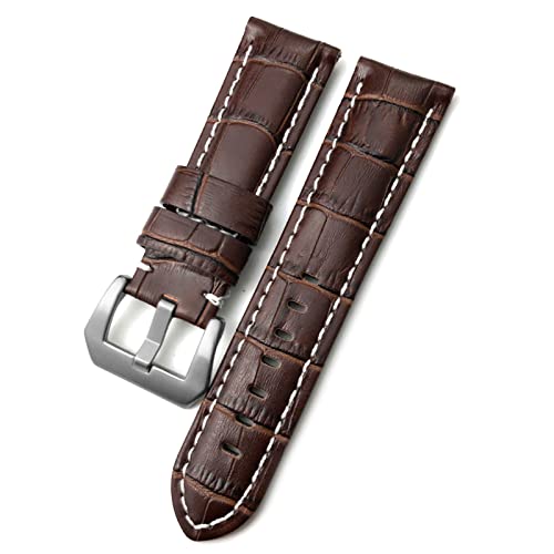 HXFFXHF Uhrenarmband für PAM Panerai Luminor, 24 mm, Rindsleder, Edelstahlschnalle, Grün / Rot / Blau, 24mm Silver buckle von HXFFXHF