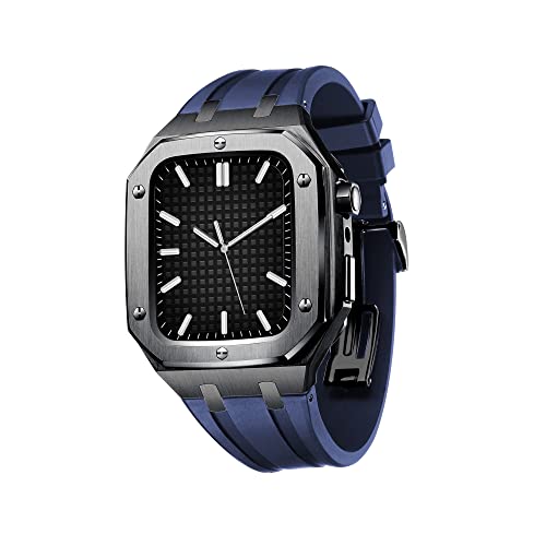 Kompatibel mit Apple Watch Band 44/45mm Mod Kit Zubehör ， Ersatz Silikongurt kompatibel mit der IWatch -Serie 8/SE/4/5/6/7 Black Case von HXFFXHF