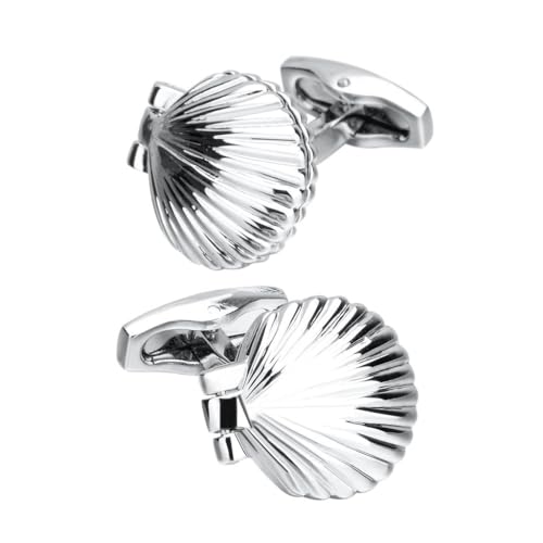 Manschettenknöpfe französischer Hemd Metall Silber Shell Ärmelanzug Anzug Manschettenknopf Männer von HXFFXHF