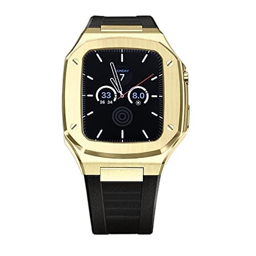 Modification Kit Metal Rahmen Rahmen kompatibel mit Apple Watch Case Band 8 7 6 5 4 3 2 40 mm 41 mm 44 mm 45 mm Gummigurtersatz für iWatch von HXFFXHF