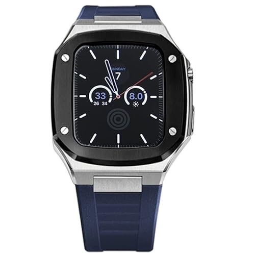 Modification Kit Metal Rahmen Rahmen kompatibel mit Apple Watch Case Band 8 7 6 5 4 3 2 40 mm 41 mm 44 mm 45 mm Gummigurtersatz für iWatch von HXFFXHF