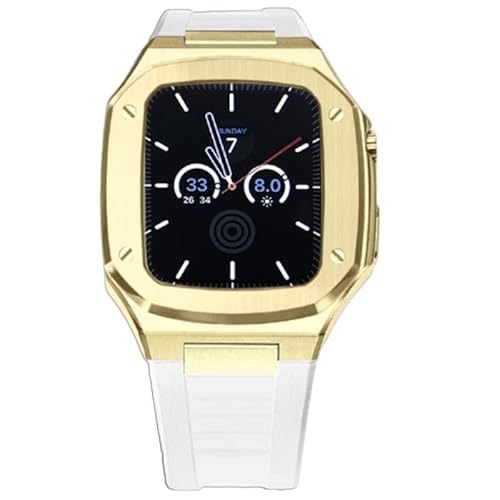 Modification Kit Metal Rahmen Rahmen kompatibel mit Apple Watch Case Band 8 7 6 5 4 3 2 40 mm 41 mm 44 mm 45 mm Gummigurtersatz für iWatch von HXFFXHF