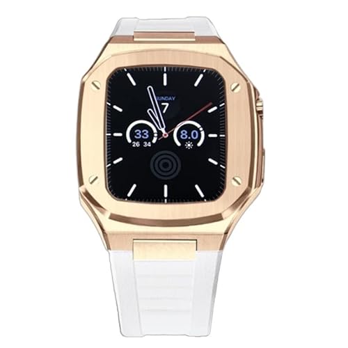Modification Kit Metal Rahmen Rahmen kompatibel mit Apple Watch Case Band 8 7 6 5 4 3 2 40 mm 41 mm 44 mm 45 mm Gummigurtersatz für iWatch von HXFFXHF