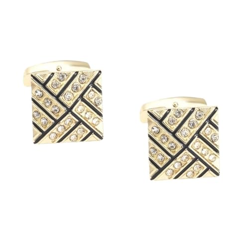 Quadratisch plattierte goldene Metall-Alloy-Manschettenknöpfe mit Strasssteinen Französische Manschettenknöpfe für Männer von HXFFXHF