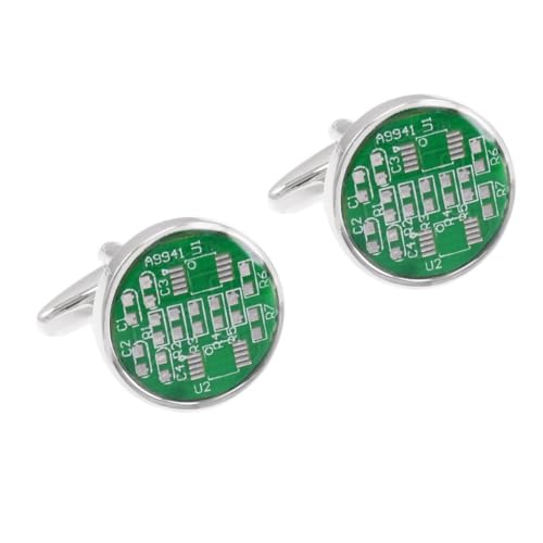Silver Round Circuit Platine PCB Circuit Board französische Manschettenknöpfe Männer Ärmeln Nägel Frauen von HXFFXHF