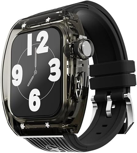 Transparent Watch Case Fluor Gummi -Band -Mod -Kit , kompatibel mit Apple Watch Ultra 8 7 6 5 4 Se 45mm 44mm Serie , Männer Frauen Crystal Lünette Stripe Sportbandkonvertierung Kit Transparent Watch Case Fluor Gummi -Band -Mod -Kit , kompatibel mit Apple Watch Ultra 8 7 6 5 4 Se 45mm 44mm Serie , Männer Frauen Crystal Lünette Stripe Sportbandkonvertierung Kit von FXHHXFH
