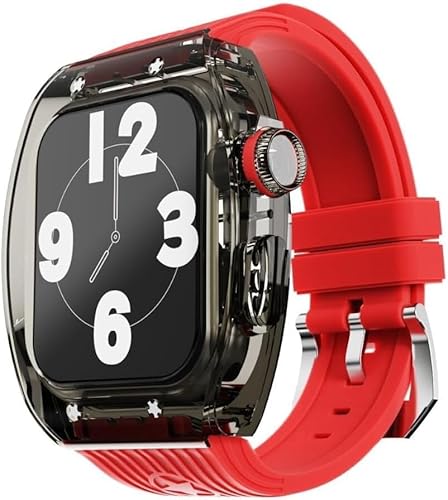 Transparent Watch Case Fluor Gummi -Band -Mod -Kit , kompatibel mit Apple Watch Ultra 8 7 6 5 4 Se 45mm 44mm Serie , Männer Frauen Crystal Lünette Stripe Sportbandkonvertierung Kit Transparent Watch Case Fluor Gummi -Band -Mod -Kit , kompatibel mit Apple Watch Ultra 8 7 6 5 4 Se 45mm 44mm Serie , Männer Frauen Crystal Lünette Stripe Sportbandkonvertierung Kit von FXHHXFH