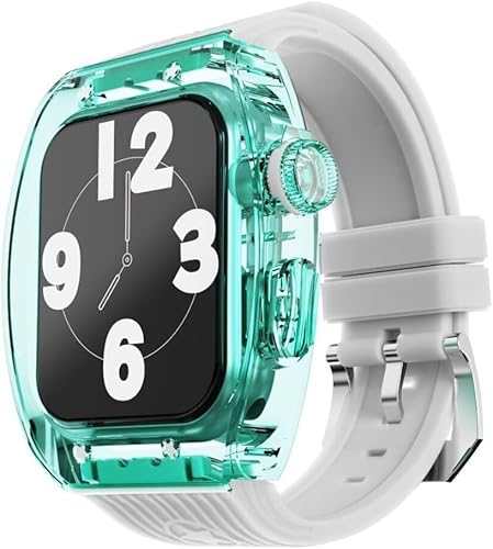 Transparent Watch Case Fluor Gummi -Band -Mod -Kit , kompatibel mit Apple Watch Ultra 8 7 6 5 4 Se 45mm 44mm Serie , Männer Frauen Crystal Lünette Stripe Sportbandkonvertierung Kit Transparent Watch Case Fluor Gummi -Band -Mod -Kit , kompatibel mit Apple Watch Ultra 8 7 6 5 4 Se 45mm 44mm Serie , Männer Frauen Crystal Lünette Stripe Sportbandkonvertierung Kit von FXHHXFH