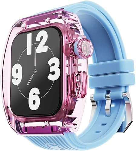 Transparent Watch Case Fluor Gummi -Band -Mod -Kit , kompatibel mit Apple Watch Ultra 8 7 6 5 4 Se 45mm 44mm Serie , Männer Frauen Crystal Lünette Stripe Sportbandkonvertierung Kit Transparent Watch Case Fluor Gummi -Band -Mod -Kit , kompatibel mit Apple Watch Ultra 8 7 6 5 4 Se 45mm 44mm Serie , Männer Frauen Crystal Lünette Stripe Sportbandkonvertierung Kit von FXHHXFH