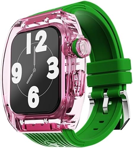 Transparent Watch Case Fluor Gummi -Band -Mod -Kit , kompatibel mit Apple Watch Ultra 8 7 6 5 4 Se 45mm 44mm Serie , Männer Frauen Crystal Lünette Stripe Sportbandkonvertierung Kit Transparent Watch Case Fluor Gummi -Band -Mod -Kit , kompatibel mit Apple Watch Ultra 8 7 6 5 4 Se 45mm 44mm Serie , Männer Frauen Crystal Lünette Stripe Sportbandkonvertierung Kit von FXHHXFH