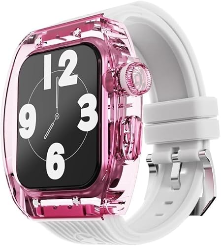 Transparent Watch Case Fluor Gummi -Band -Mod -Kit , kompatibel mit Apple Watch Ultra 8 7 6 5 4 Se 45mm 44mm Serie , Männer Frauen Crystal Lünette Stripe Sportbandkonvertierung Kit Transparent Watch Case Fluor Gummi -Band -Mod -Kit , kompatibel mit Apple Watch Ultra 8 7 6 5 4 Se 45mm 44mm Serie , Männer Frauen Crystal Lünette Stripe Sportbandkonvertierung Kit von FXHHXFH