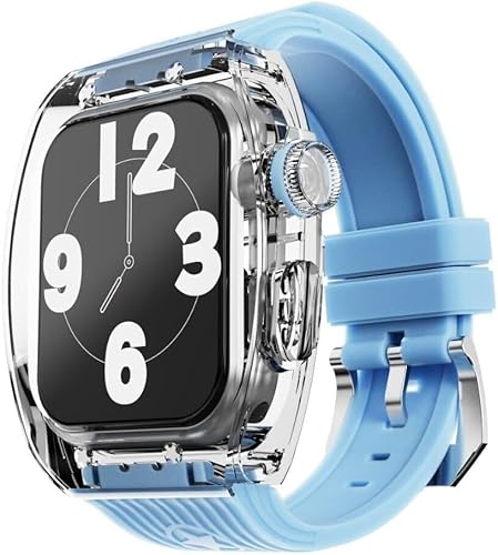 Transparent Watch Case Fluor Gummi -Band -Mod -Kit , kompatibel mit Apple Watch Ultra 8 7 6 5 4 Se 45mm 44mm Serie , Männer Frauen Crystal Lünette Stripe Sportbandkonvertierung Kit Transparent Watch Case Fluor Gummi -Band -Mod -Kit , kompatibel mit Apple Watch Ultra 8 7 6 5 4 Se 45mm 44mm Serie , Männer Frauen Crystal Lünette Stripe Sportbandkonvertierung Kit von FXHHXFH