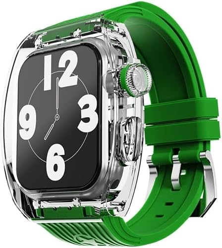 Transparent Watch Case Fluor Gummi -Band -Mod -Kit , kompatibel mit Apple Watch Ultra 8 7 6 5 4 Se 45mm 44mm Serie , Männer Frauen Crystal Lünette Stripe Sportbandkonvertierung Kit Transparent Watch Case Fluor Gummi -Band -Mod -Kit , kompatibel mit Apple Watch Ultra 8 7 6 5 4 Se 45mm 44mm Serie , Männer Frauen Crystal Lünette Stripe Sportbandkonvertierung Kit von FXHHXFH