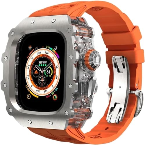 Watch Case Gummiband -Mod -Mod -Kit ， kompatibel mit Apple Watch Ultra 9/8/7/6/5/4/SE Ersatzzubehör ， Luxus Uhren -Hülle Silikon Uhrenband ， für iWatch 44mm 45mm 49mm Serie von HXFFXHF
