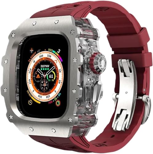 Watch Case Gummiband -Mod -Mod -Kit ， kompatibel mit Apple Watch Ultra 9/8/7/6/5/4/SE Ersatzzubehör ， Luxus Uhren -Hülle Silikon Uhrenband ， für iWatch 44mm 45mm 49mm Serie von HXFFXHF