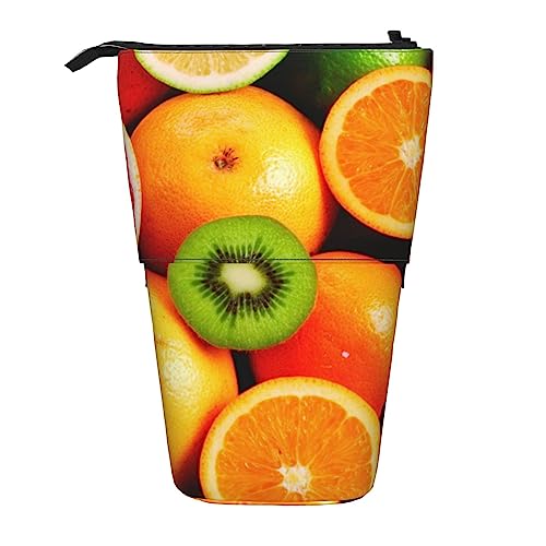 HXHAPGDC Frisches Obst Bedruckt Teleskop-Federmäppchen, Ständer-Bleistifthalter mit Reißverschluss, Make-up-Tasche, Bleistiftbeutel, Stifttasche von HXHAPGDC