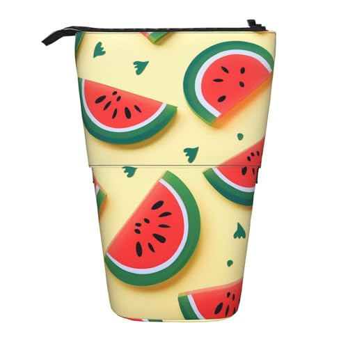 HXHAPGDC Sommerlicher Wassermelonen-Druck Teleskop-Federmäppchen, Ständer-Bleistifthalter mit Reißverschluss, Make-up-Tasche, Bleistiftbeutel, Stifttasche von HXHAPGDC