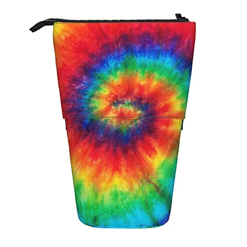 HXHAPGDC Tie Dye Kunstdruck Teleskop-Federmäppchen, Ständer-Bleistifthalter mit Reißverschluss, Make-up-Tasche, Bleistiftbeutel, Stifttasche von HXHAPGDC