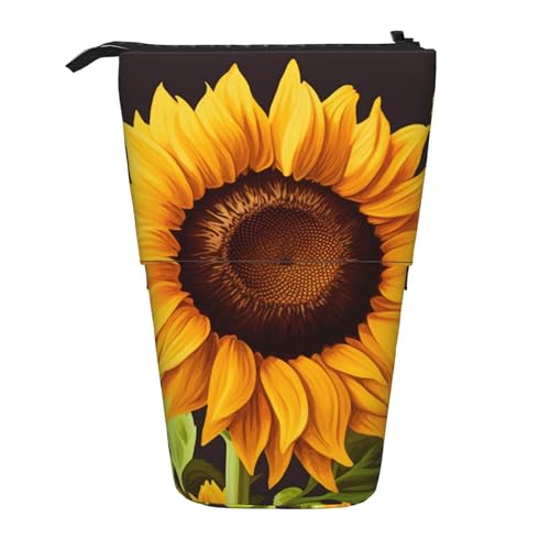 HXHAPGDC Wunderschöner Sonnenblumen-Druck Teleskop-Federmäppchen, Ständer-Bleistifthalter mit Reißverschluss, Make-up-Tasche, Bleistiftbeutel, Stifttasche von HXHAPGDC