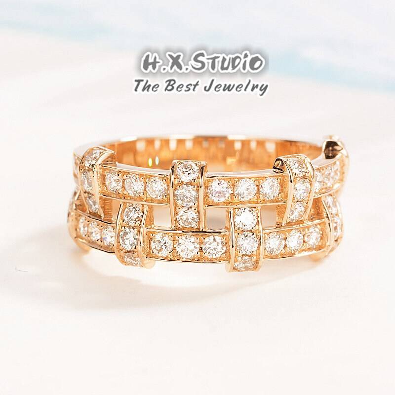 1Ctw Diamant Weave Fancy Ring in Massivem 18K Gold/Personalisierter Schmuck/Geschenk Für Frauen Und Mädchen von HXJewelry