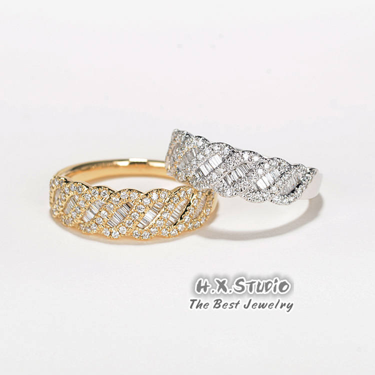 Diamant Ehering in 18K Gold/Braut Weave Ring/Personalisierter Schmuck/Personalisierung Design/Geschenk Für Frauen Und Mädchen von HXJewelry
