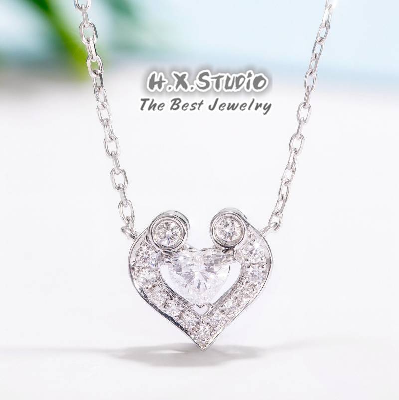 Diamant Herz Halskette in Massivem 18K Gold/Personalisierter Schmuck/Personalisierung Design/Geschenk Für Frauen Und Mädchen von HXJewelry