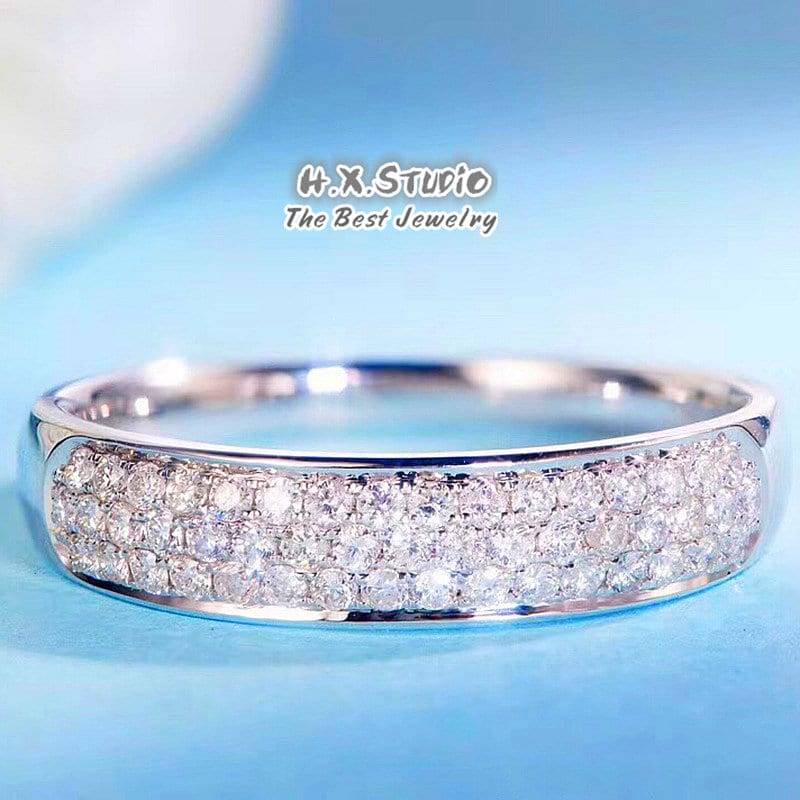 Diamant-Hochzeitsband in Solid 18 K Gold/3 Reihe Pave Breite Band/Custom Schmuck/Personalisierung Design/Geschenk Für Frauen Und Mädchen von HXJewelry