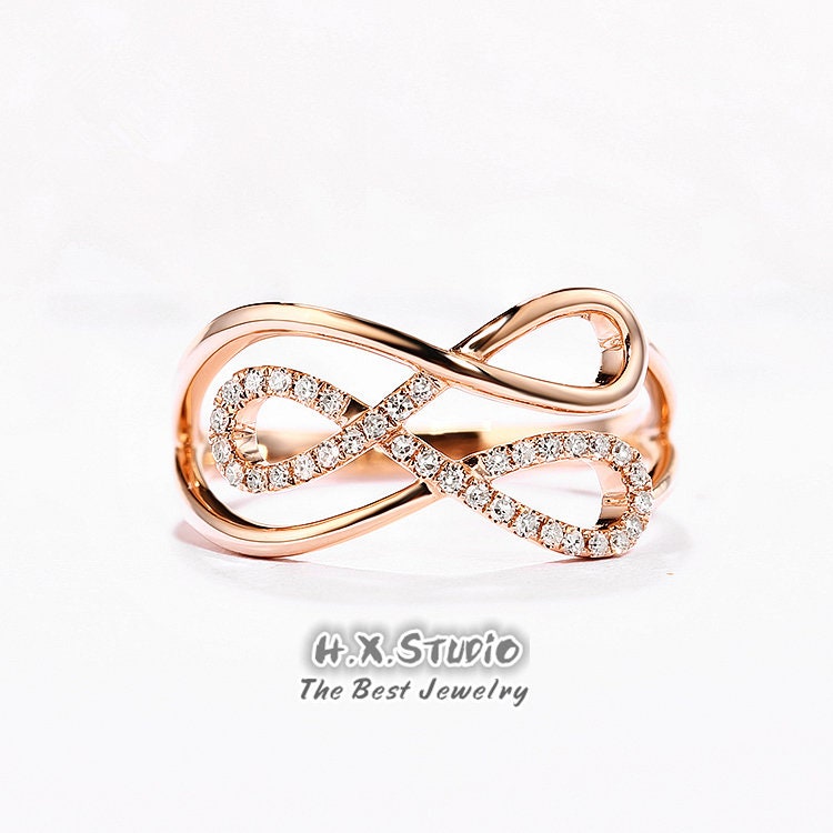 Diamant Infinity Ring in 18K Gold/Love Knot Statement Ring/Dreifach Knoten Ring/Geschenk Für Frauen Und Mädchen/Personalisierter Schmuck von HXJewelry