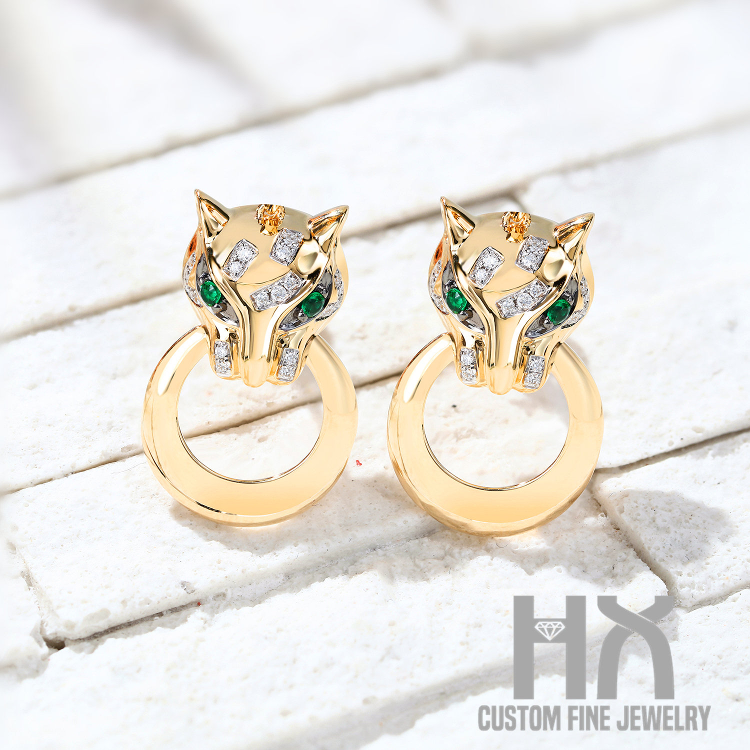 Diamant Leopard Ohrstecker in 18K Gold/Diamant Panther Ohrringe/Personalisierter Schmuck/Geschenk Für Frauen Mädchen Kind von HXJewelry